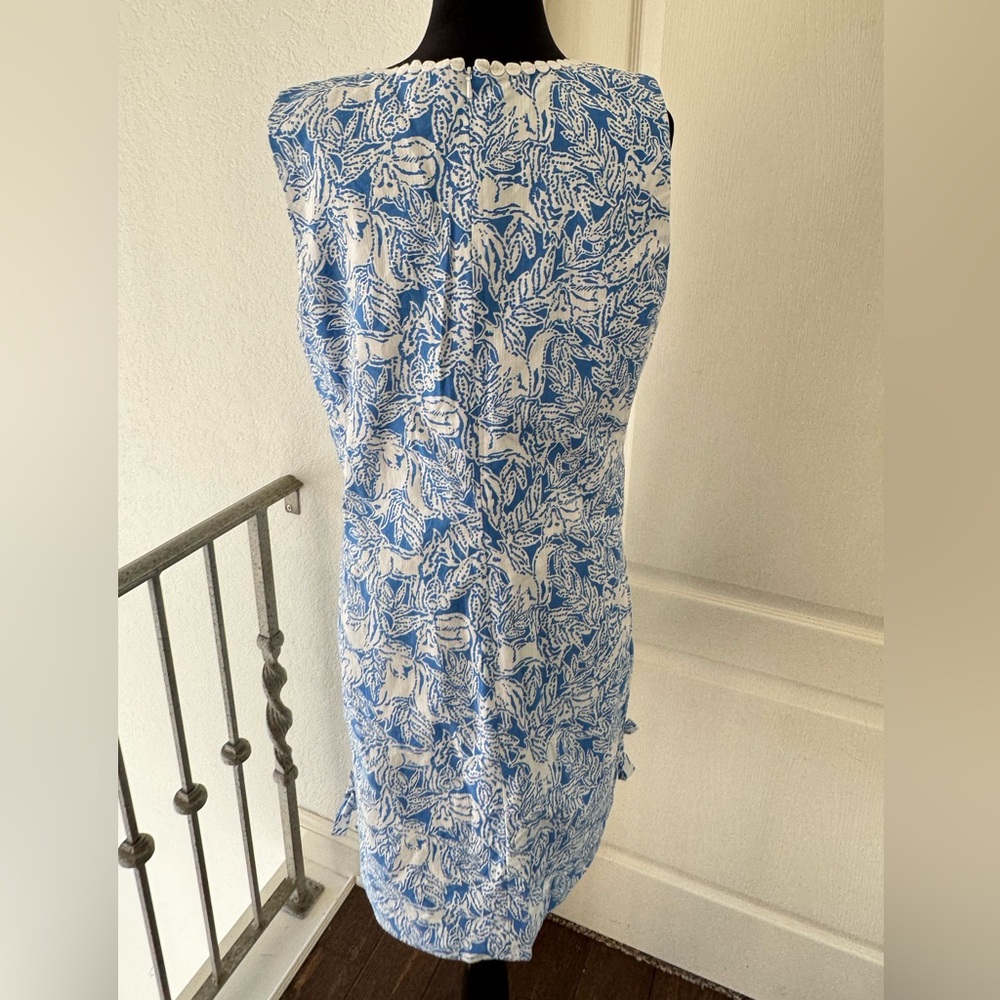 Lilly Pulitzer Sz 14 MELANI SHIFT DRESS Coastal Blue Fancy Feet with White Lace - Picture 11 of 14